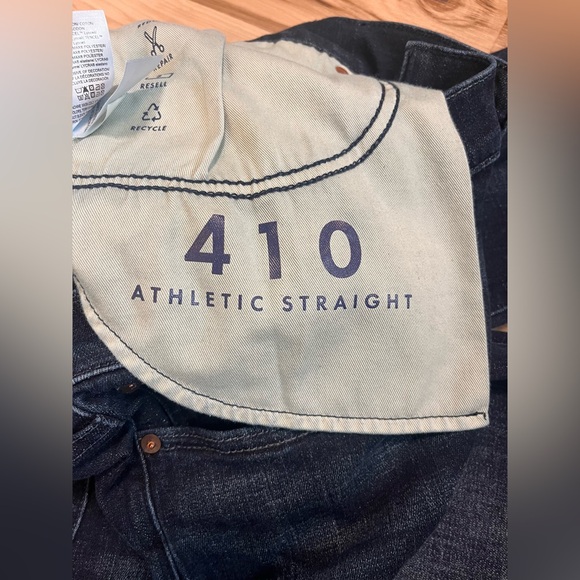 Lucky Brand Jeans Mens 38x32 Blue 410 Athletic Straight Stretch Dark Wash Denim - Picture 10 of 12